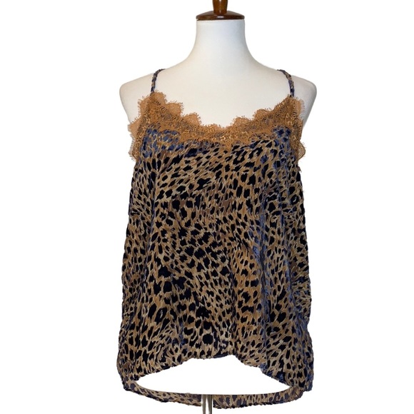 KARLIE Monkee’s Leopard Velvet Cami Top in Navy L - Picture 1 of 8